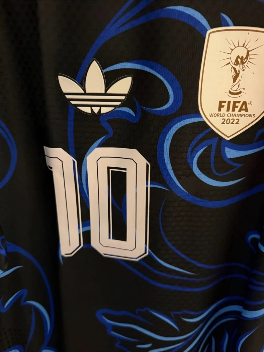adidas Black & Blue AFA Football Jersey with Number 10